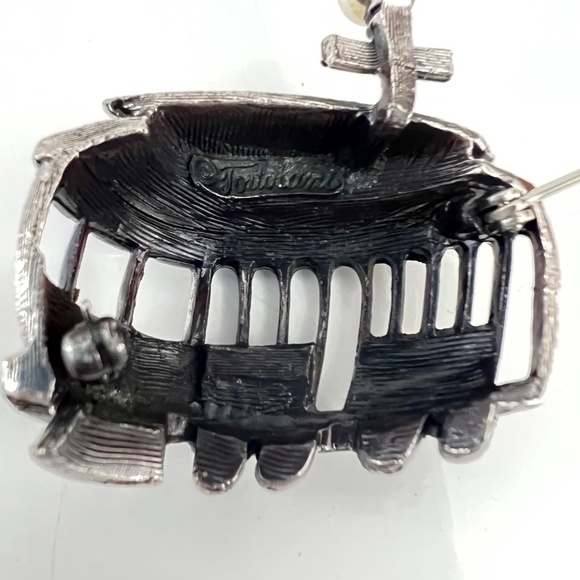 Vintage ‘Streetcar’ brooch silver tone tone faux pearls 1960 by Tortolani - Picture 5 of 7